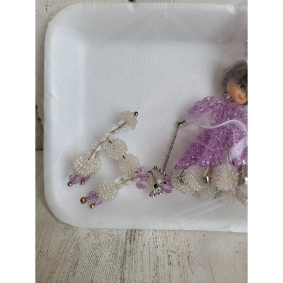 Vintage Victorian Beaded woman poodle umbrella ornament xmas - Picture 2 of 8